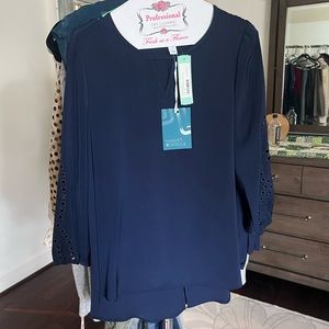 NWT navy blue market & spruce blouse size XS